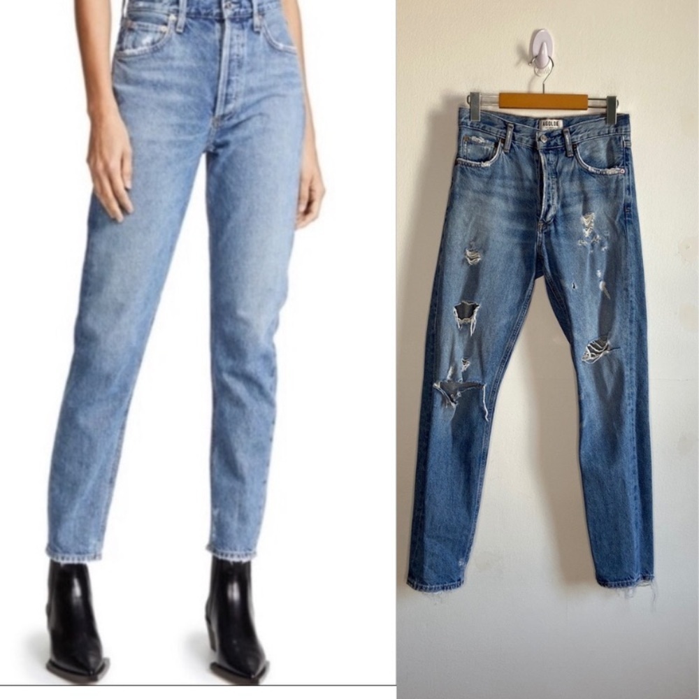 Agolde Sz 24 Feel Good Distressed Organic Cotton High Waisted Jeans
